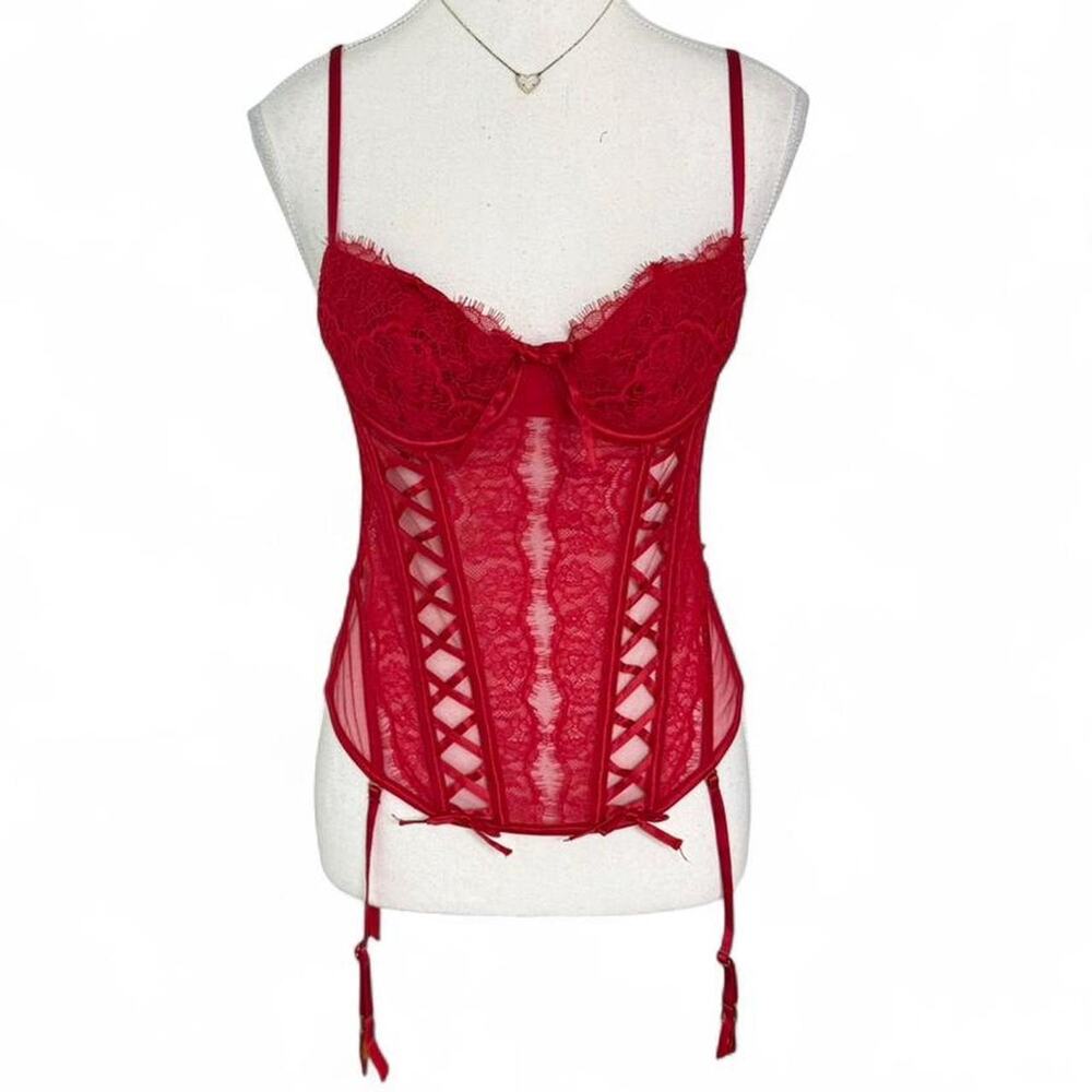 Victorias Secret Red Sexy Laced Up Corset Women Size Small FairyCore Y2K concert